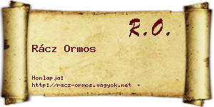 Rácz Ormos névjegykártya